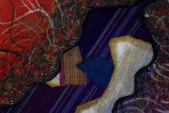 Acrylic and indigenous fabrics on canvas